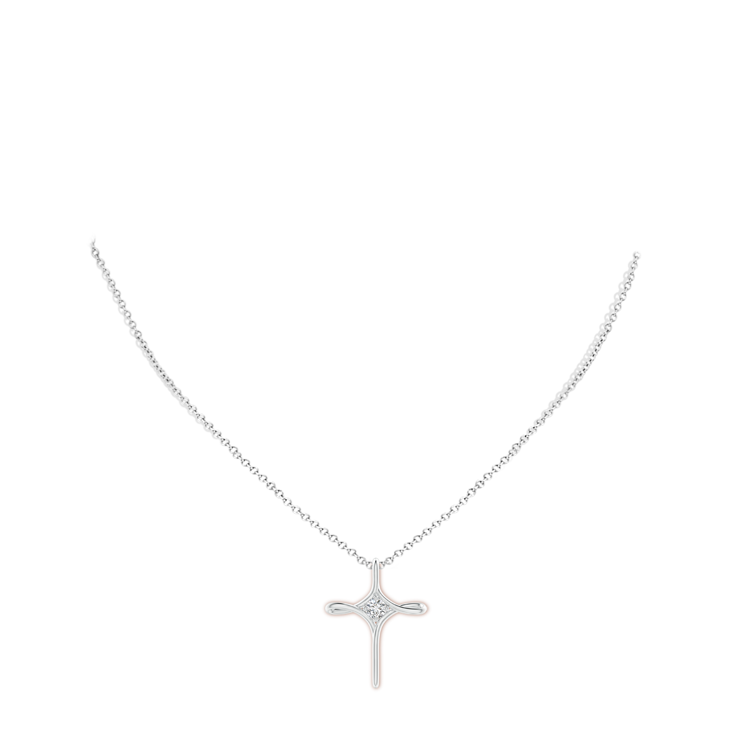 4.1mm HSI2 Prong-Set Diamond Infinity Cross Pendant in White Gold - body_neck
