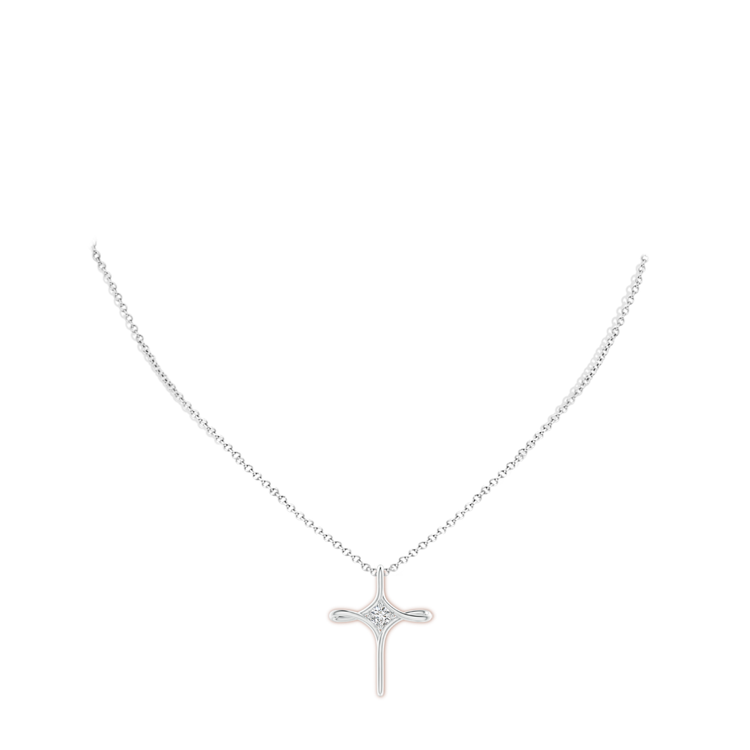 4.1mm HSI2 Prong-Set Diamond Infinity Cross Pendant in White Gold - body_neck