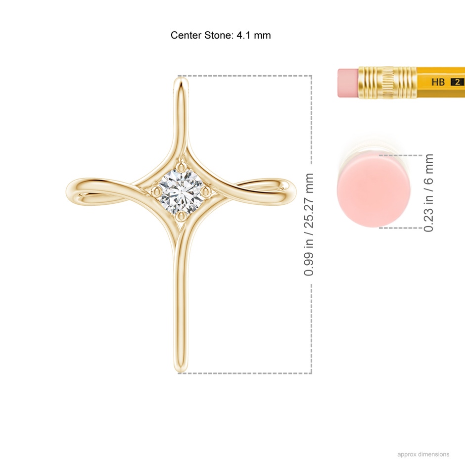 4.1mm HSI2 Prong-Set Diamond Infinity Cross Pendant in Yellow Gold ruler