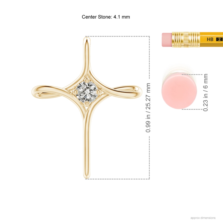 4.1mm KI3 Prong-Set Diamond Infinity Cross Pendant in Yellow Gold ruler
