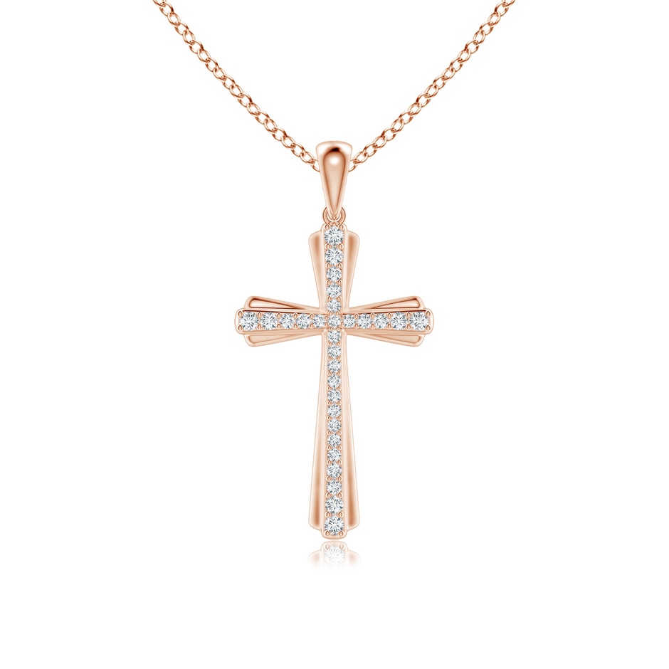1.3mm GVS2 Prong-Set Diamond Tapered Cross Pendant in Rose Gold 