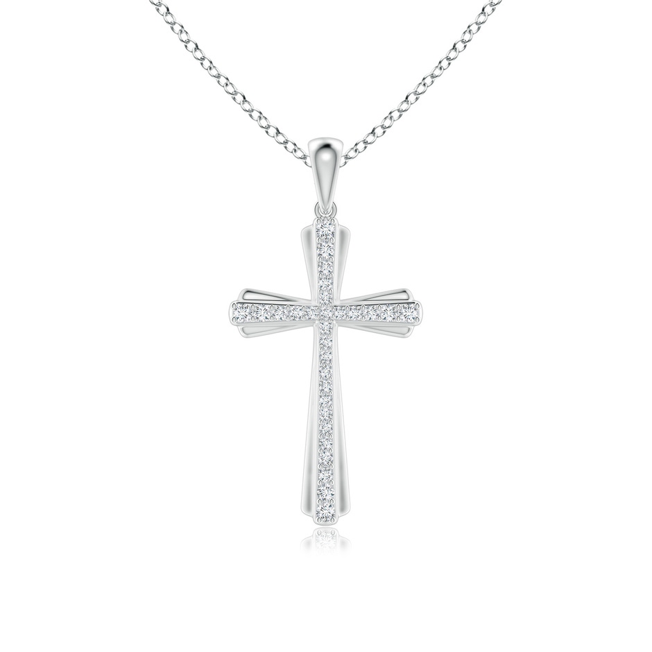 1.3mm GVS2 Prong-Set Diamond Tapered Cross Pendant in White Gold 