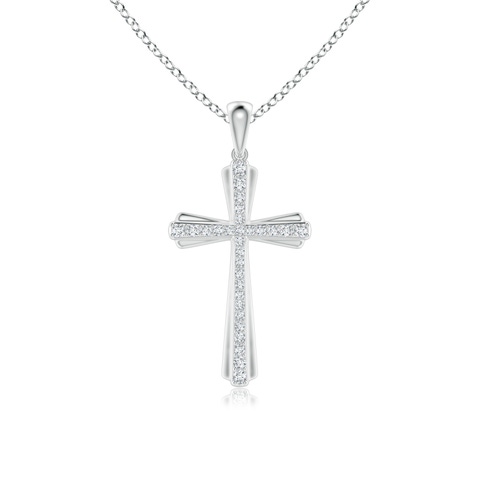 1.3mm GVS2 Prong-Set Diamond Tapered Cross Pendant in White Gold