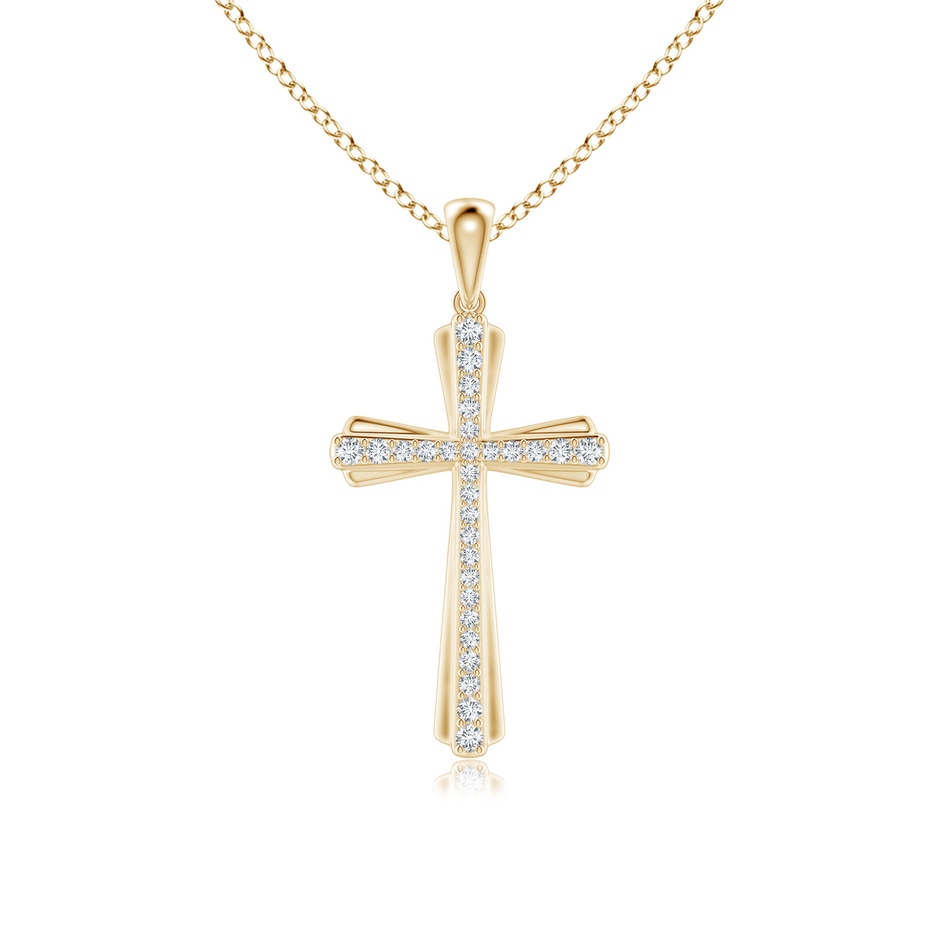 1.3mm GVS2 Prong-Set Diamond Tapered Cross Pendant in Yellow Gold 