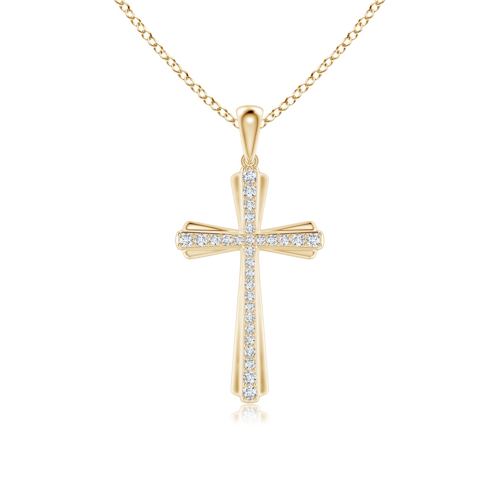 1.3mm GVS2 Prong-Set Diamond Tapered Cross Pendant in Yellow Gold