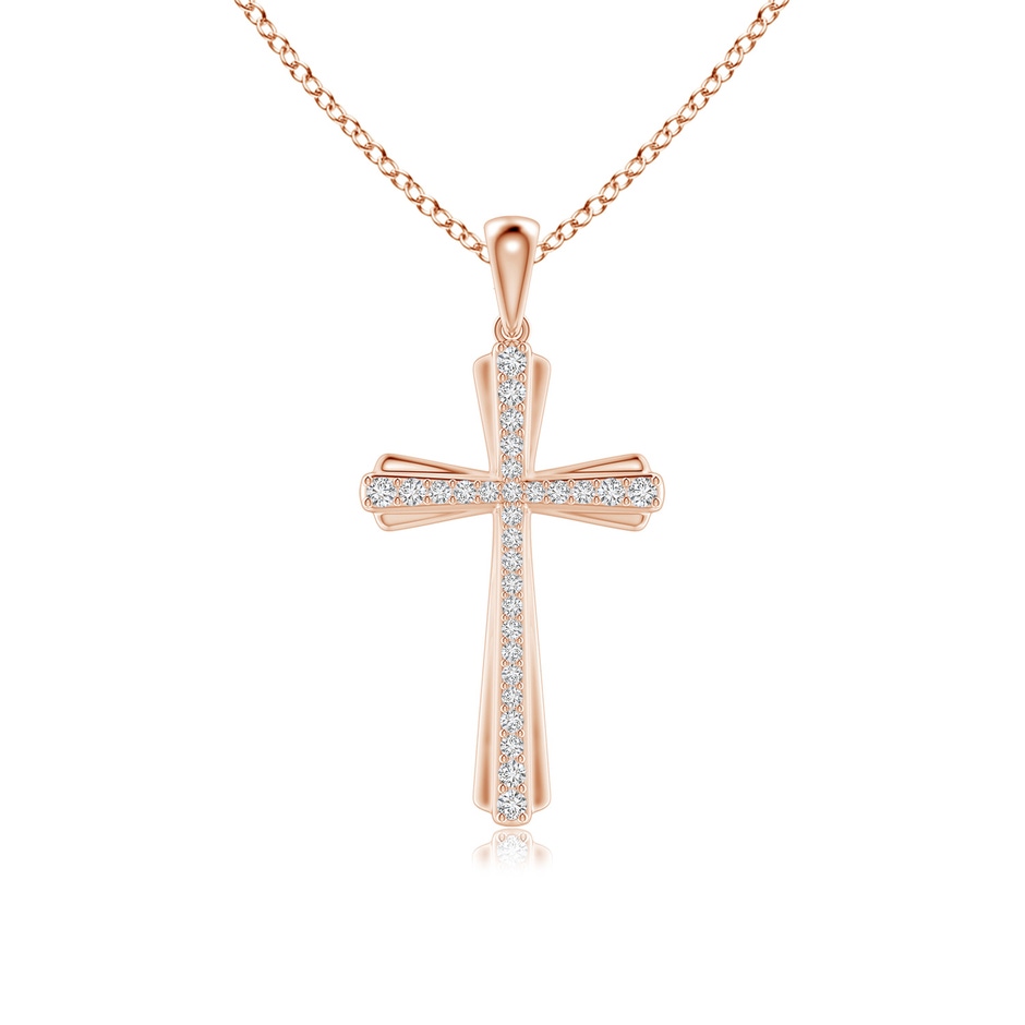 1.3mm HSI2 Prong-Set Diamond Tapered Cross Pendant in Rose Gold 