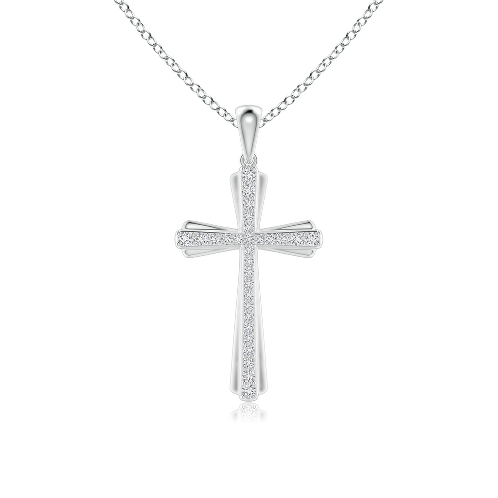 1.3mm HSI2 Prong-Set Diamond Tapered Cross Pendant in White Gold