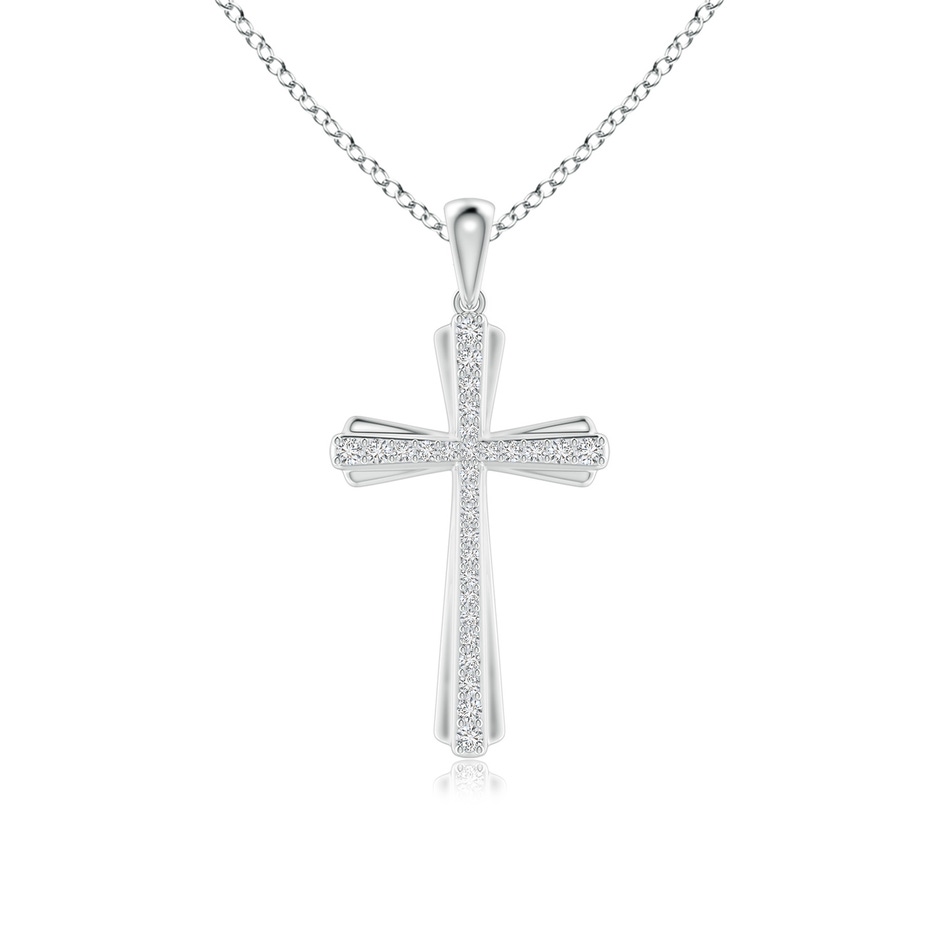 1.3mm HSI2 Prong-Set Diamond Tapered Cross Pendant in White Gold 