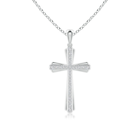 1.3mm HSI2 Prong-Set Diamond Tapered Cross Pendant in White Gold