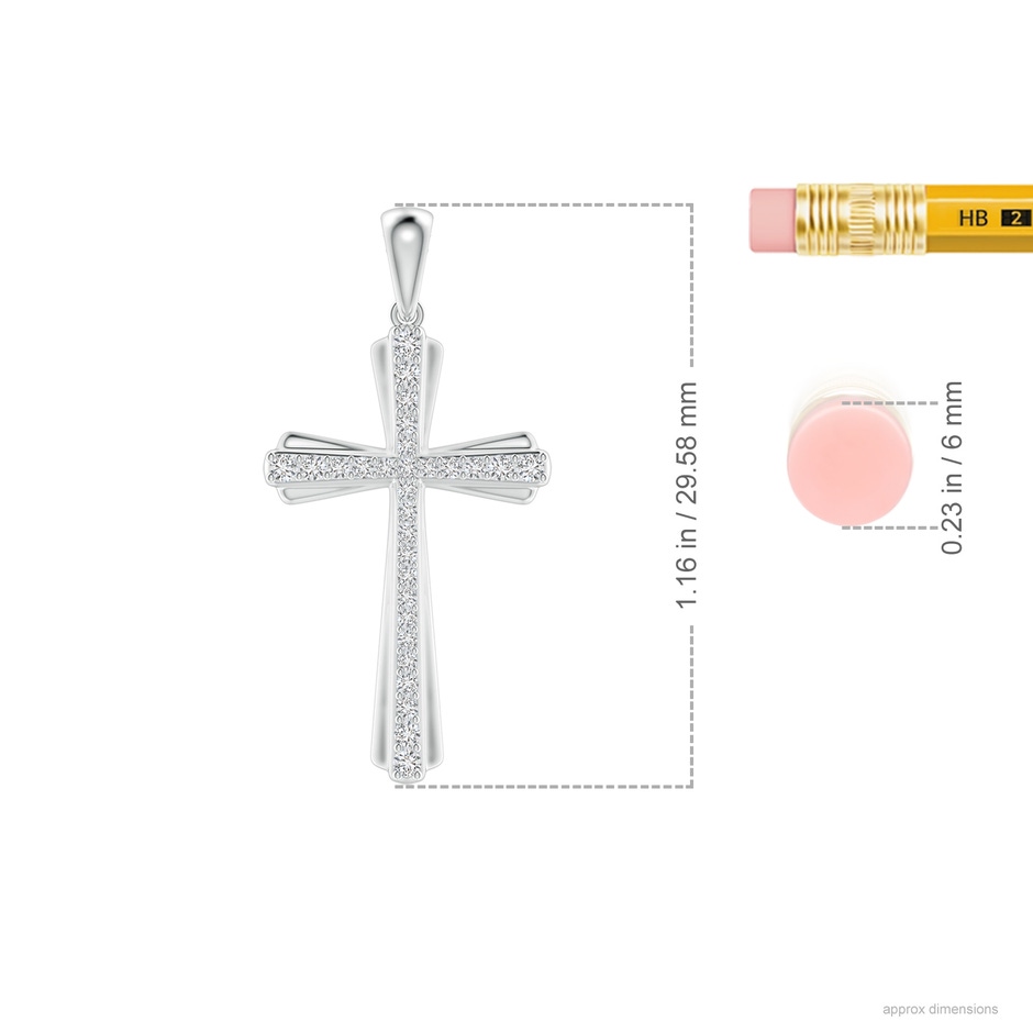 1.3mm HSI2 Prong-Set Diamond Tapered Cross Pendant in White Gold ruler