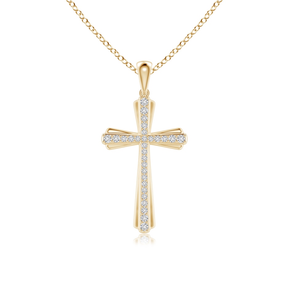1.3mm HSI2 Prong-Set Diamond Tapered Cross Pendant in Yellow Gold 