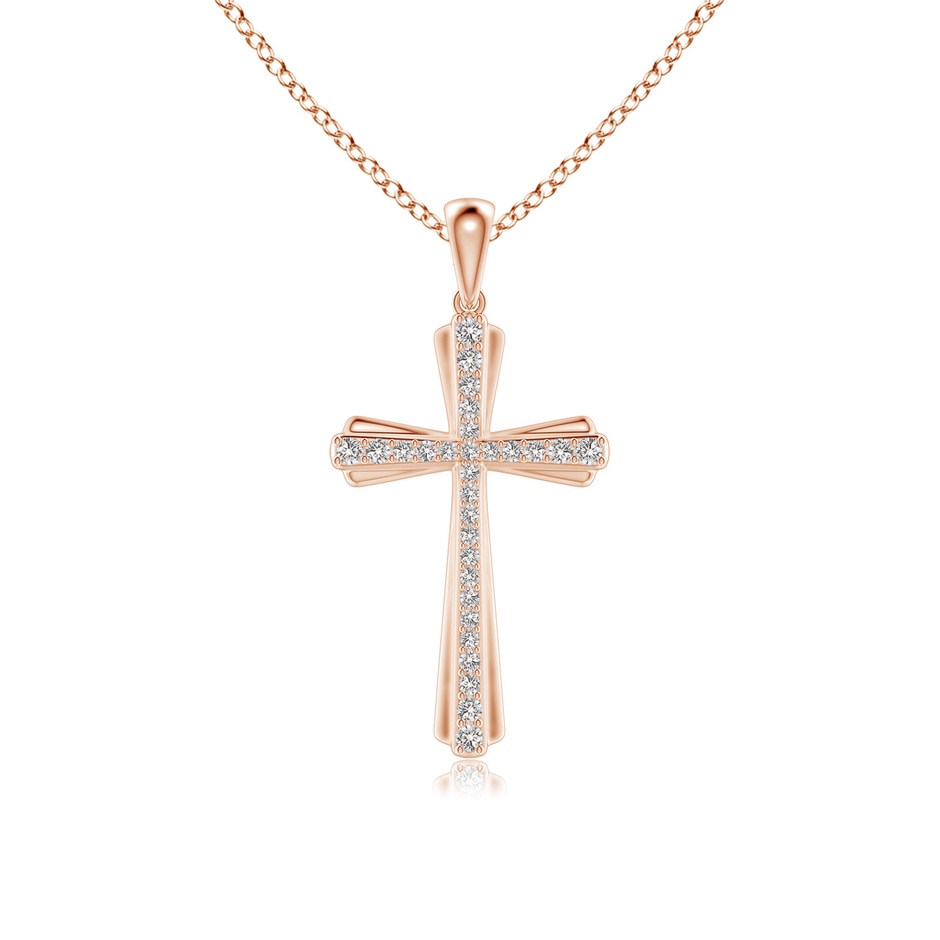 1.3mm IJI1I2 Prong-Set Diamond Tapered Cross Pendant in Rose Gold 