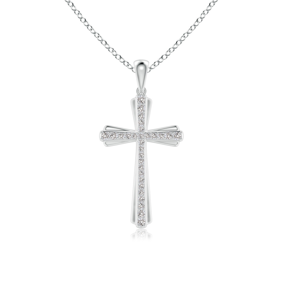 1.3mm IJI1I2 Prong-Set Diamond Tapered Cross Pendant in White Gold 