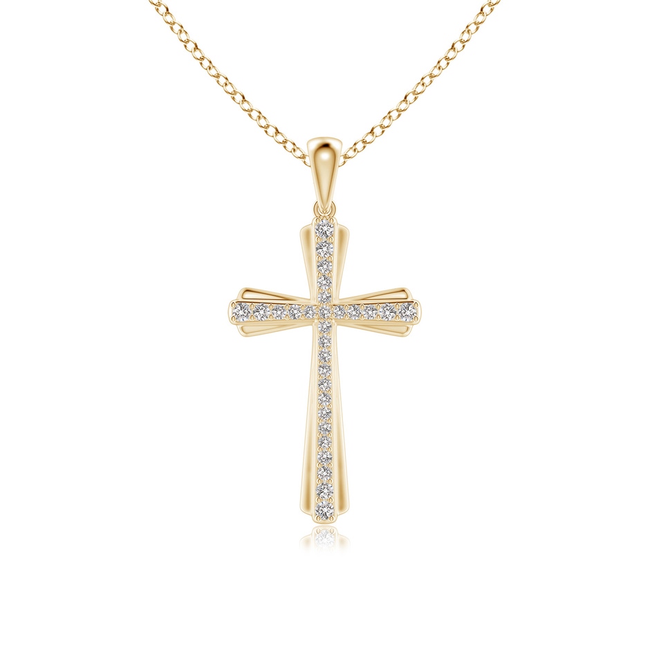 1.3mm IJI1I2 Prong-Set Diamond Tapered Cross Pendant in Yellow Gold 