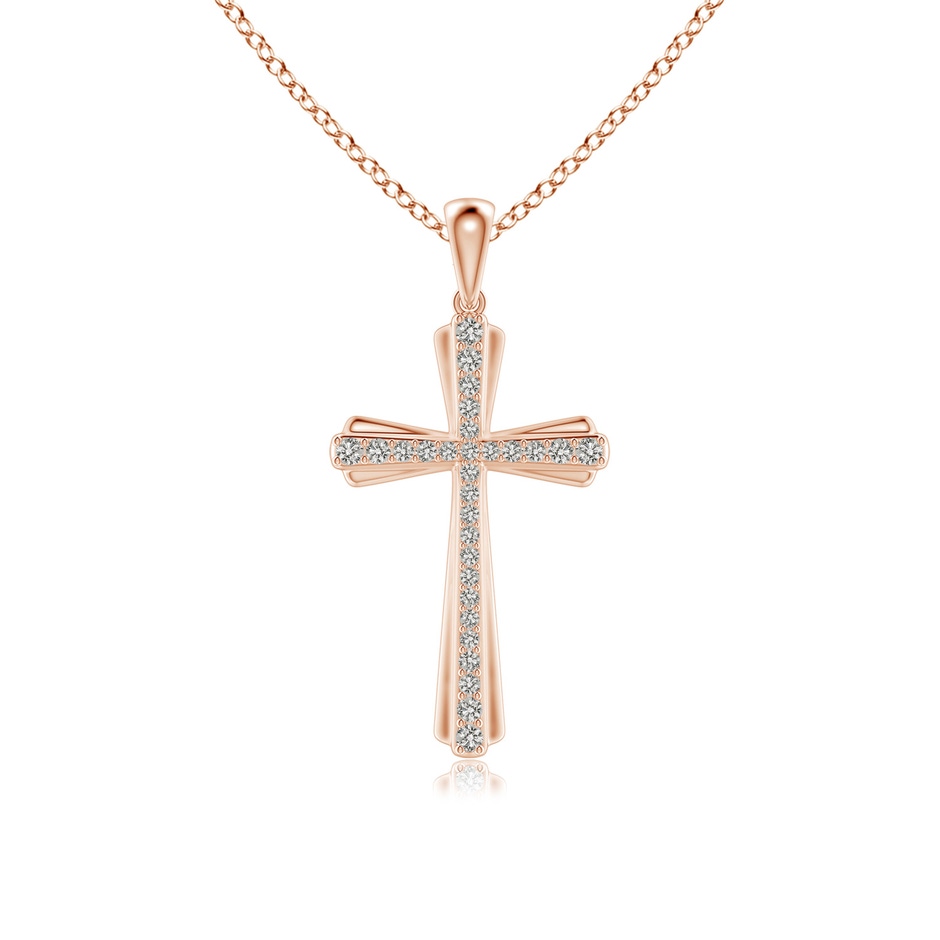 1.3mm KI3 Prong-Set Diamond Tapered Cross Pendant in Rose Gold 