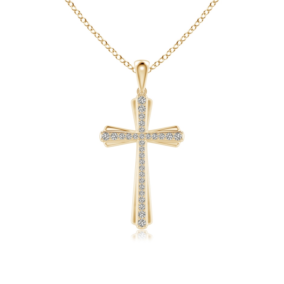 1.3mm KI3 Prong-Set Diamond Tapered Cross Pendant in Yellow Gold 