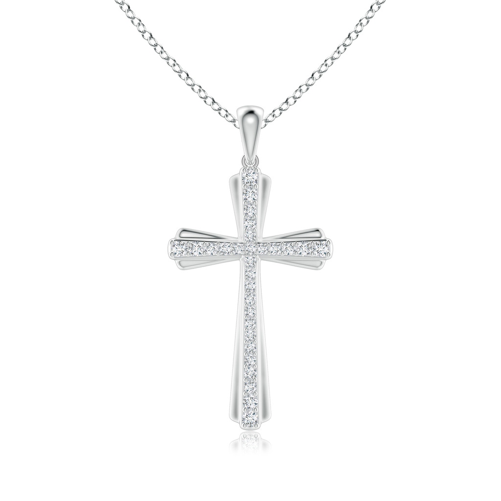 1.4mm GVS2 Prong-Set Diamond Tapered Cross Pendant in White Gold