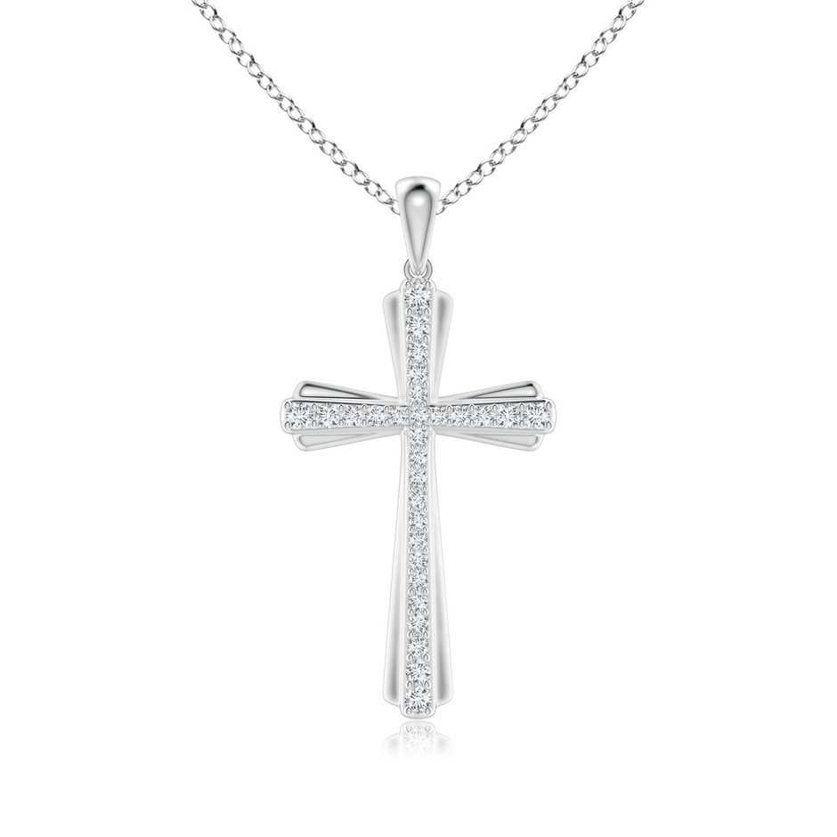 1.4mm GVS2 Prong-Set Diamond Tapered Cross Pendant in White Gold 