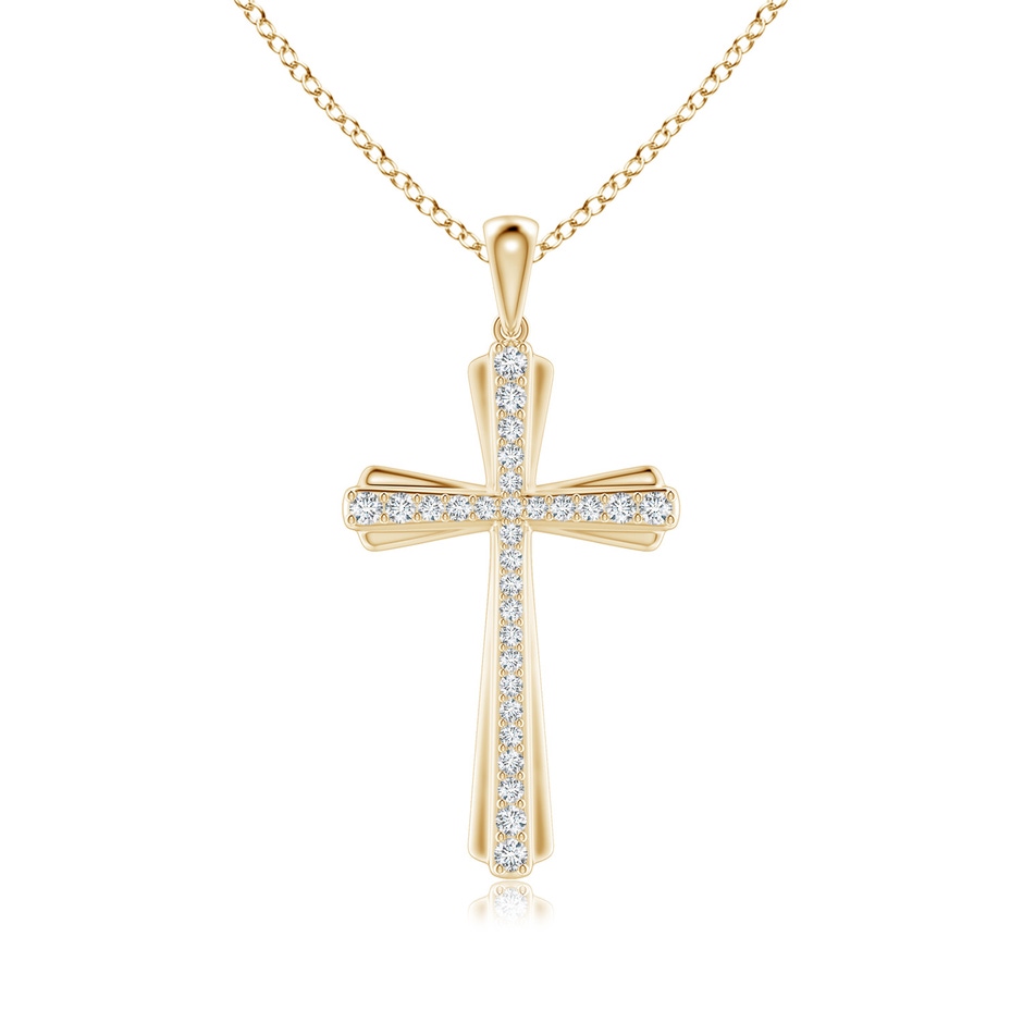 1.4mm GVS2 Prong-Set Diamond Tapered Cross Pendant in Yellow Gold 