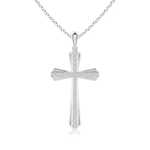 1.4mm HSI2 Prong-Set Diamond Tapered Cross Pendant in White Gold