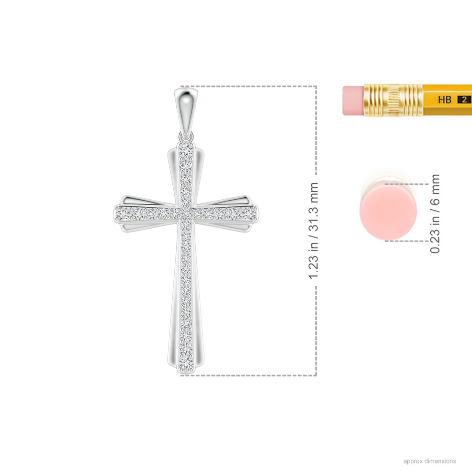 1.4mm HSI2 Prong-Set Diamond Tapered Cross Pendant in White Gold ruler