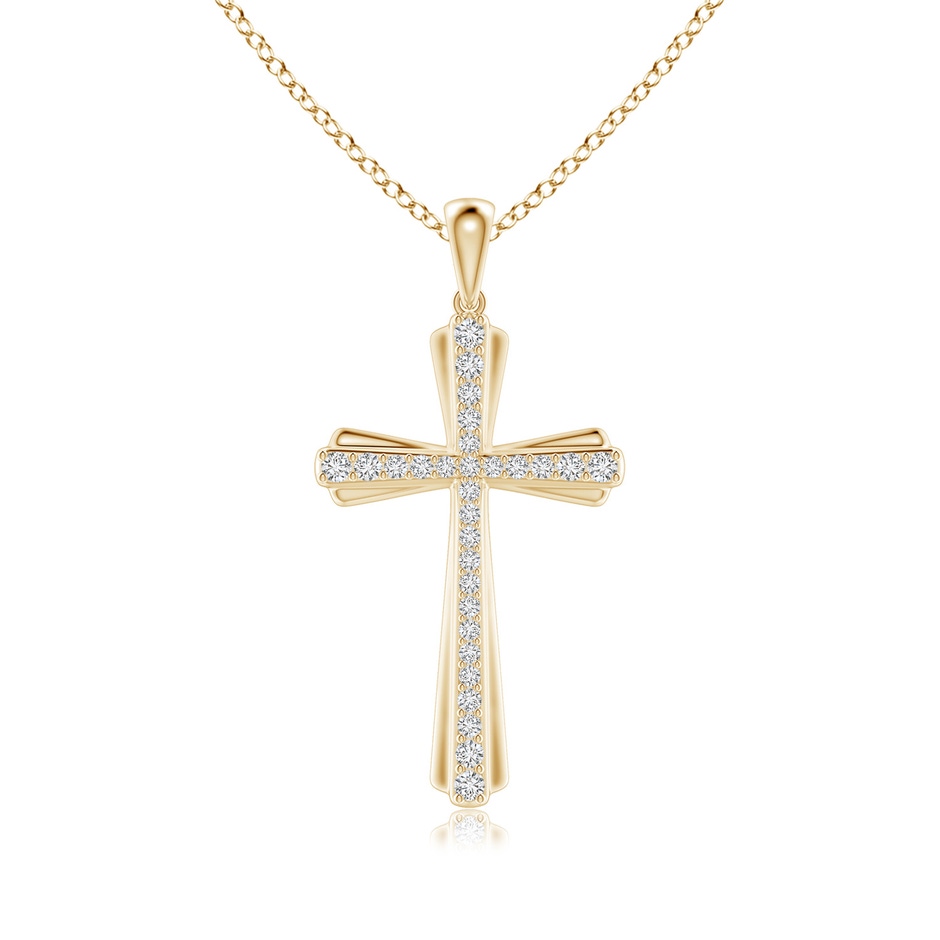 1.4mm HSI2 Prong-Set Diamond Tapered Cross Pendant in Yellow Gold 