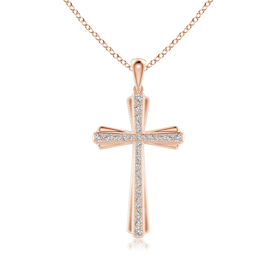 1.4mm IJI1I2 Prong-Set Diamond Tapered Cross Pendant in Rose Gold 