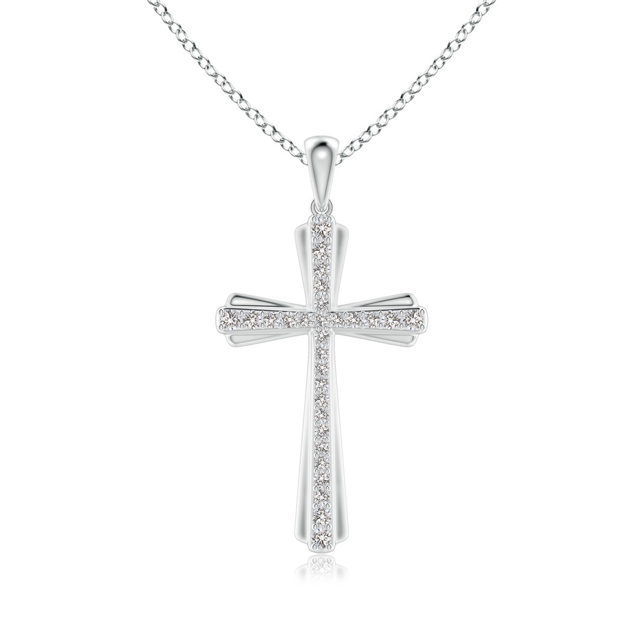 1.4mm IJI1I2 Prong-Set Diamond Tapered Cross Pendant in White Gold 