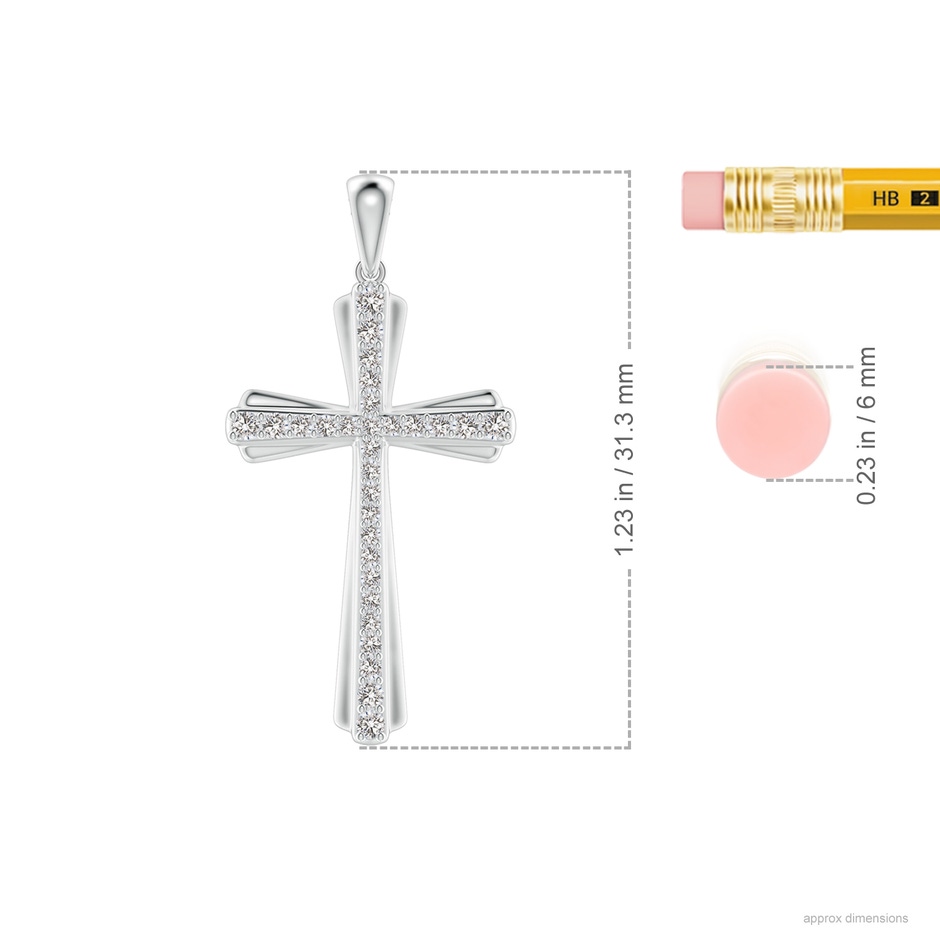 1.4mm IJI1I2 Prong-Set Diamond Tapered Cross Pendant in White Gold ruler
