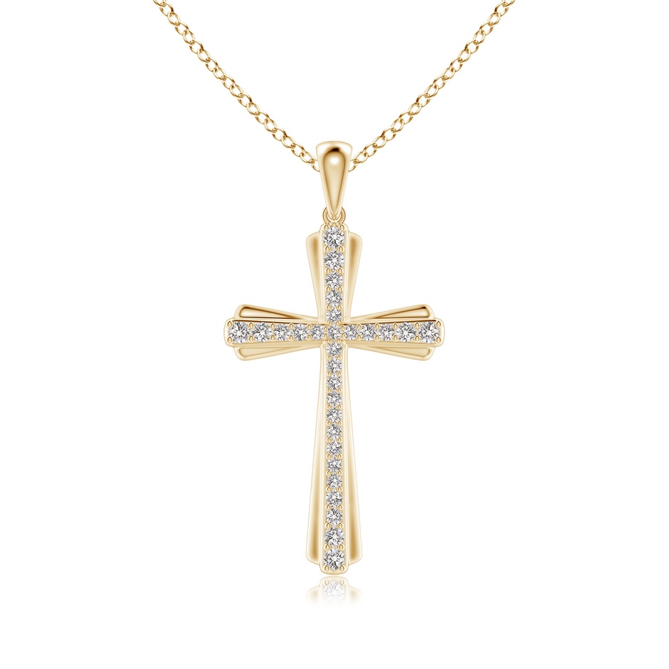 1.4mm IJI1I2 Prong-Set Diamond Tapered Cross Pendant in Yellow Gold 