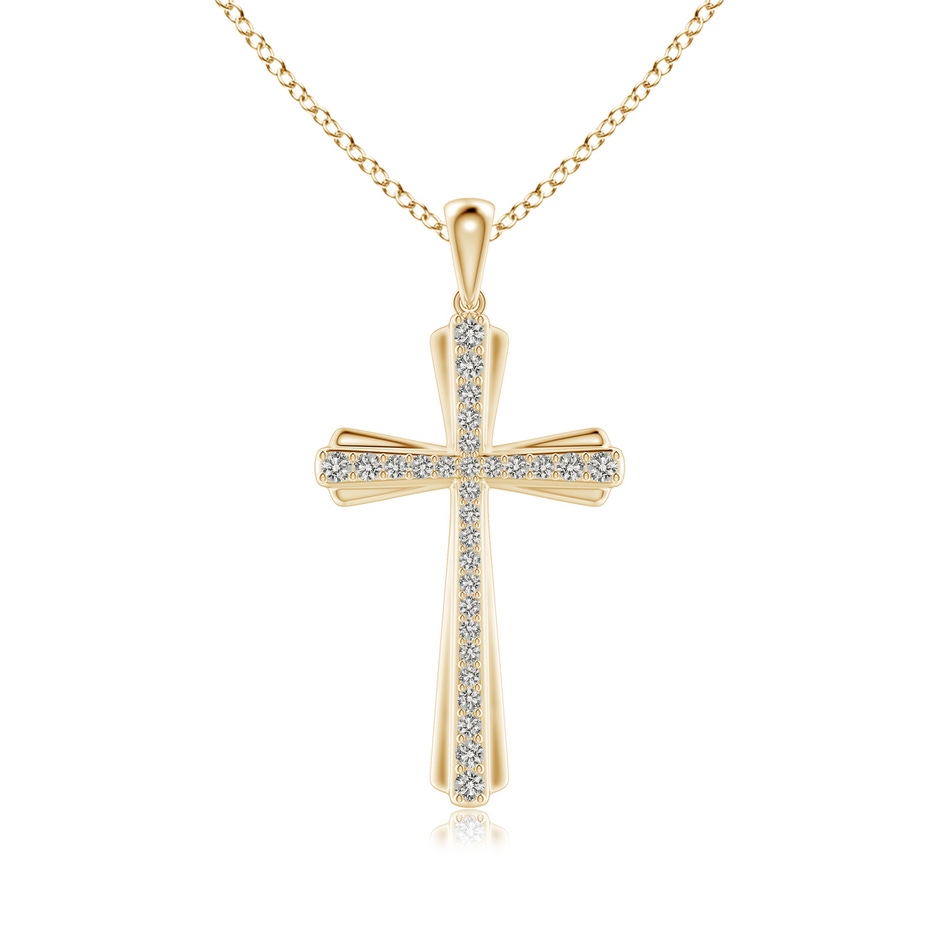 1.4mm KI3 Prong-Set Diamond Tapered Cross Pendant in Yellow Gold 