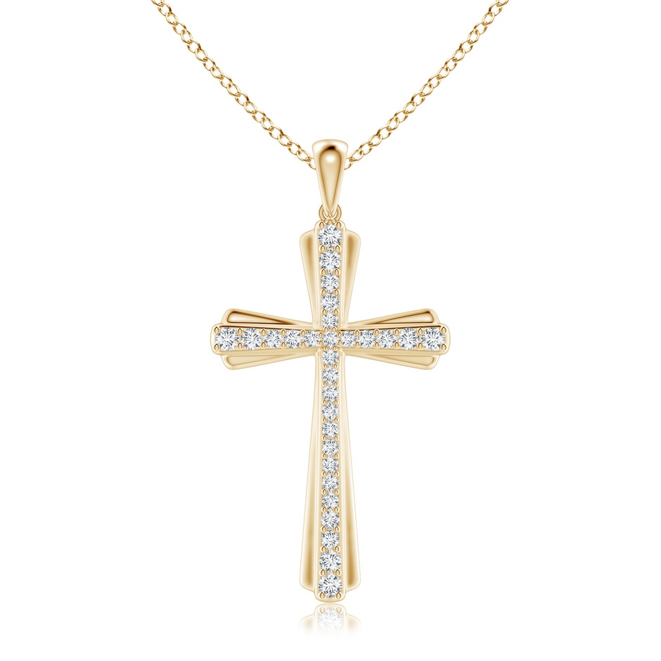 1.5mm GVS2 Prong-Set Diamond Tapered Cross Pendant in Yellow Gold 