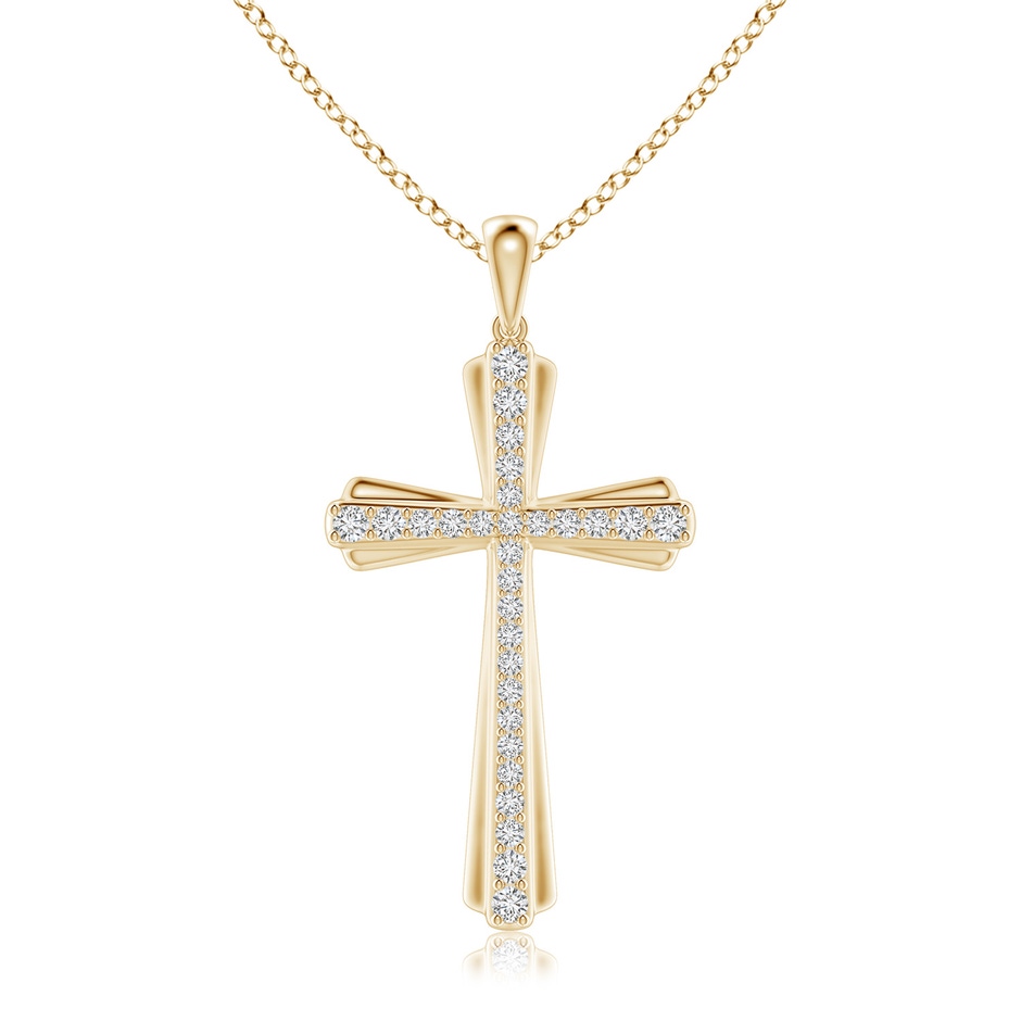1.5mm HSI2 Prong-Set Diamond Tapered Cross Pendant in Yellow Gold 