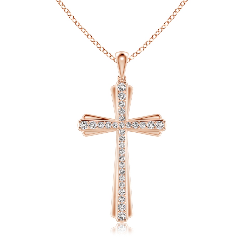 1.5mm IJI1I2 Prong-Set Diamond Tapered Cross Pendant in Rose Gold 