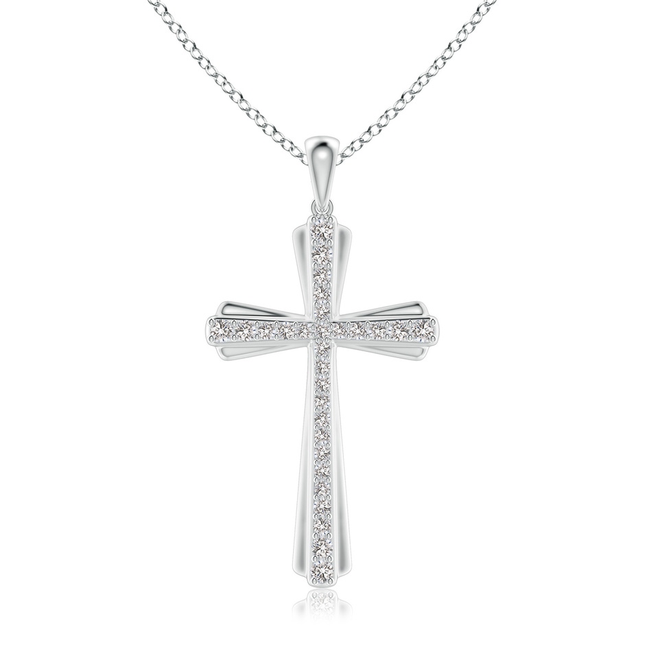 1.5mm IJI1I2 Prong-Set Diamond Tapered Cross Pendant in White Gold 