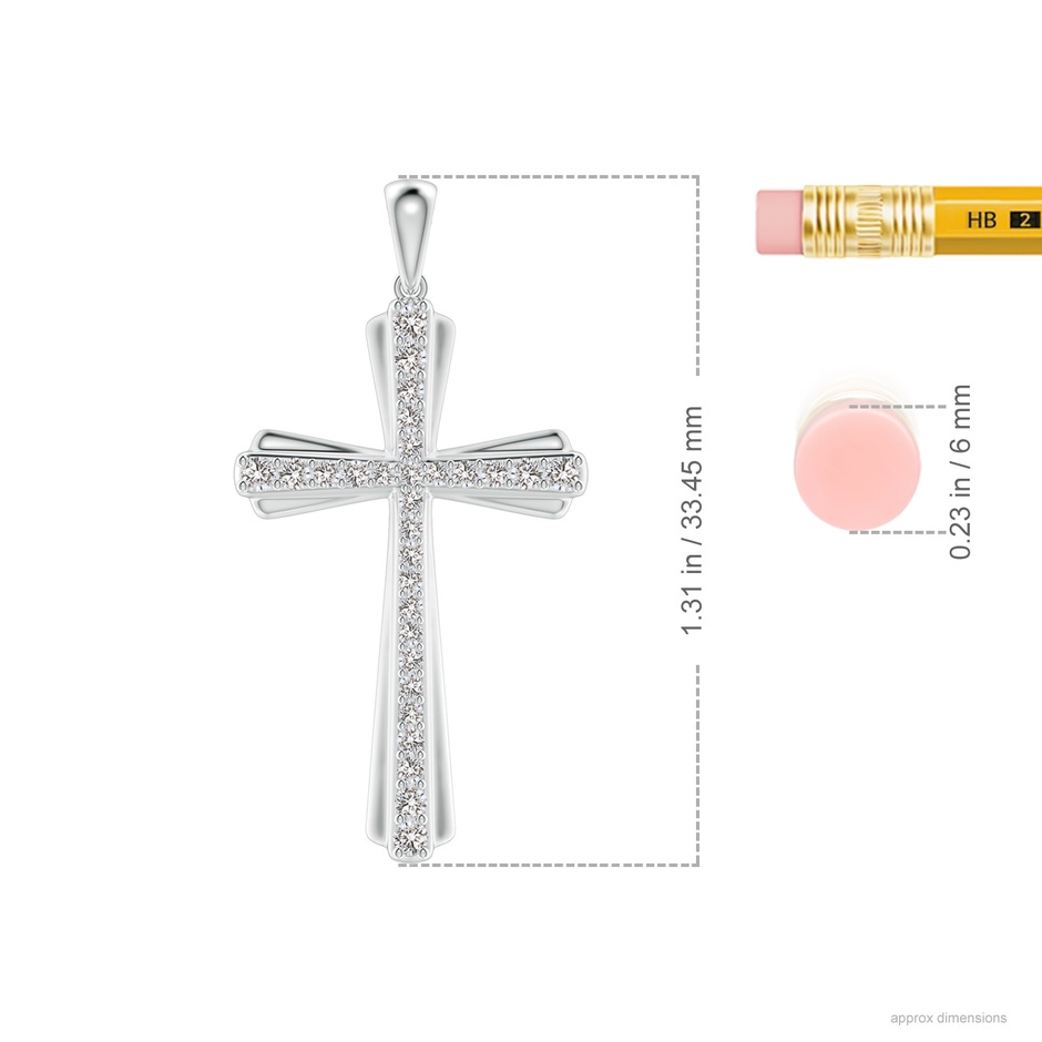 1.5mm IJI1I2 Prong-Set Diamond Tapered Cross Pendant in White Gold ruler