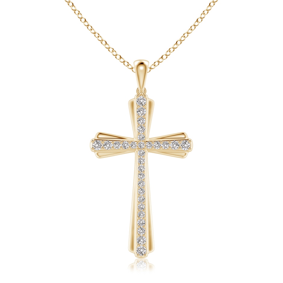 1.5mm IJI1I2 Prong-Set Diamond Tapered Cross Pendant in Yellow Gold 