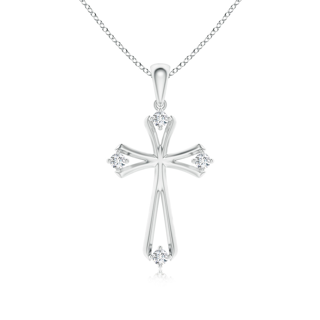 1.9mm GVS2 Diamond Knife-Edged Budded Cross Pendant in White Gold