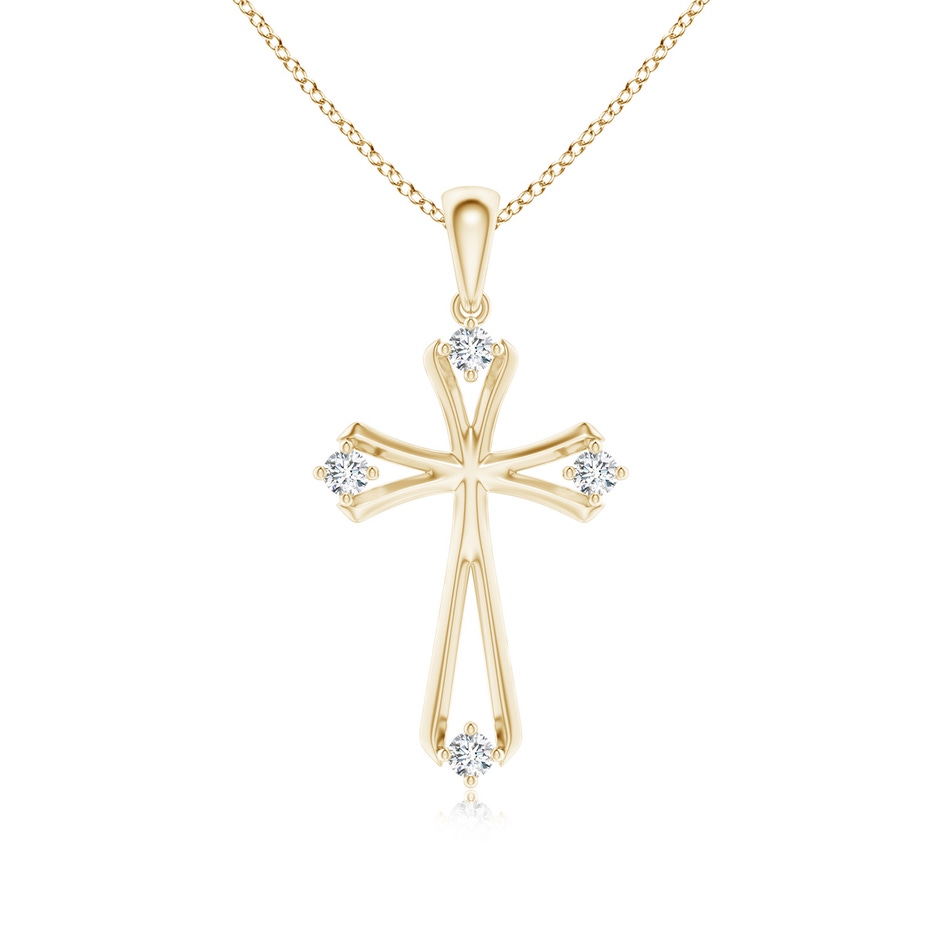 1.9mm GVS2 Diamond Knife-Edged Budded Cross Pendant in Yellow Gold 
