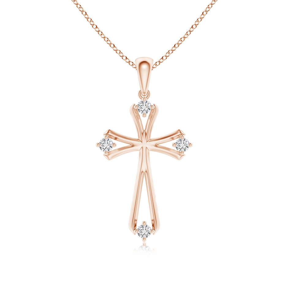 1.9mm HSI2 Diamond Knife-Edged Budded Cross Pendant in Rose Gold 