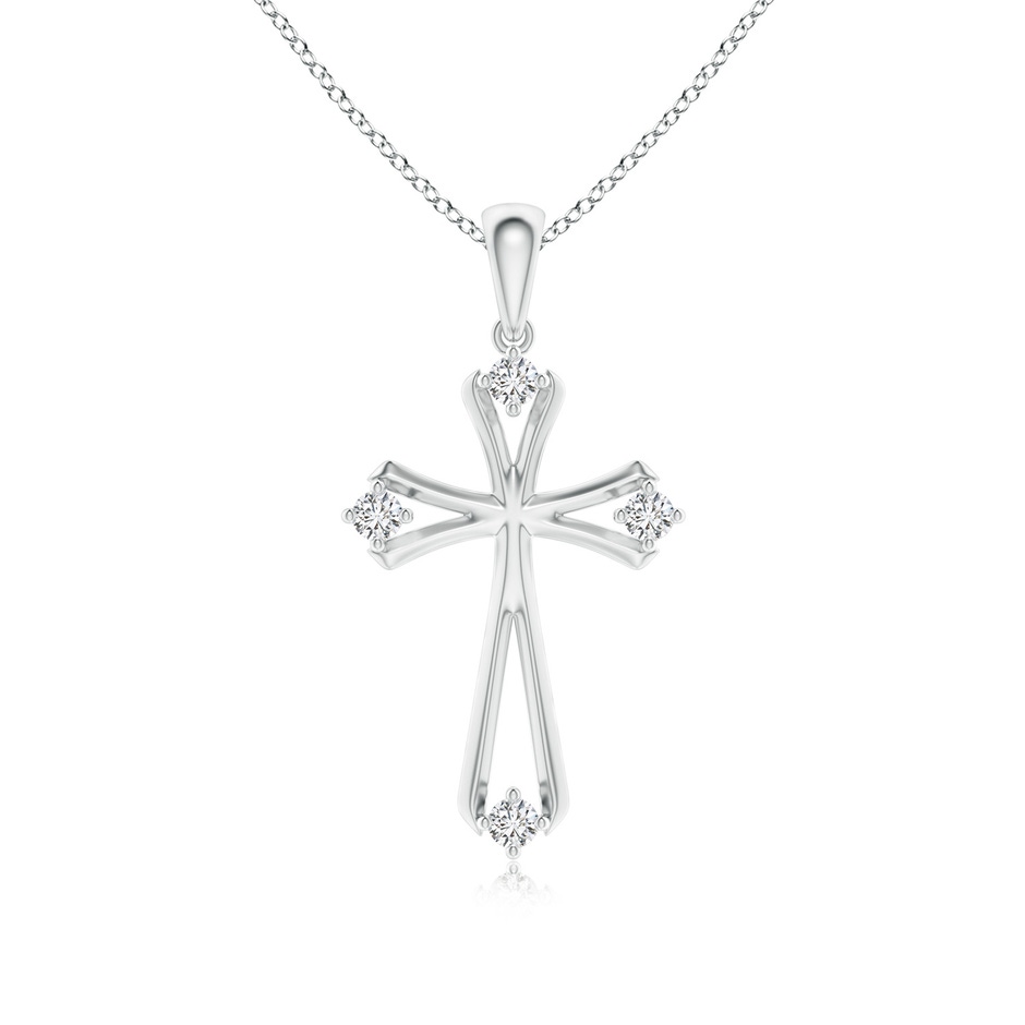 1.9mm HSI2 Diamond Knife-Edged Budded Cross Pendant in White Gold 