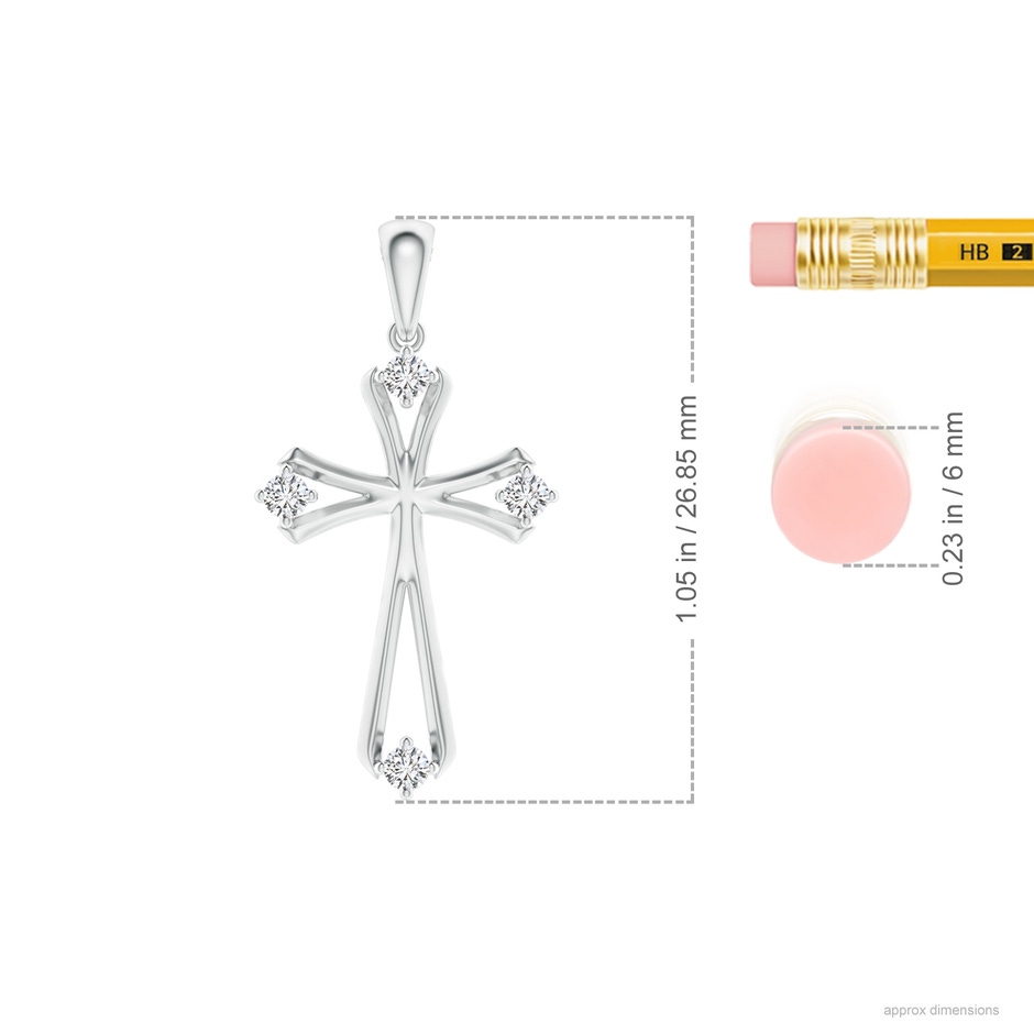 1.9mm HSI2 Diamond Knife-Edged Budded Cross Pendant in White Gold ruler