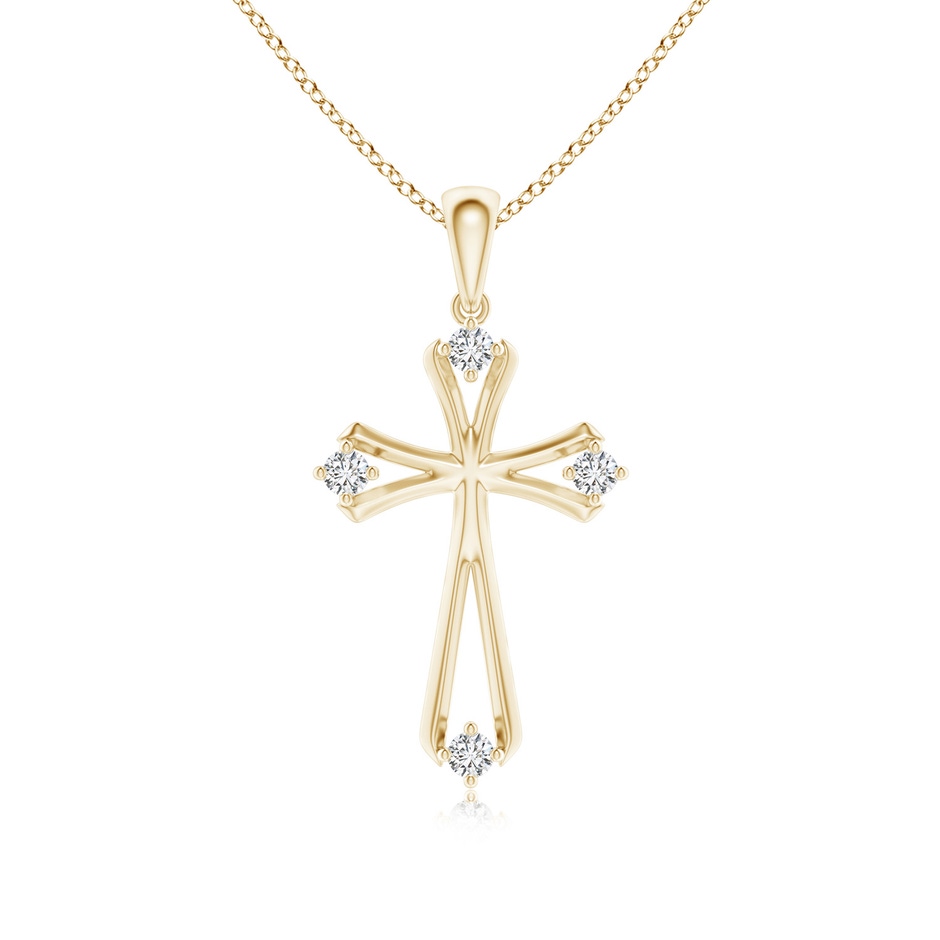 1.9mm HSI2 Diamond Knife-Edged Budded Cross Pendant in Yellow Gold 