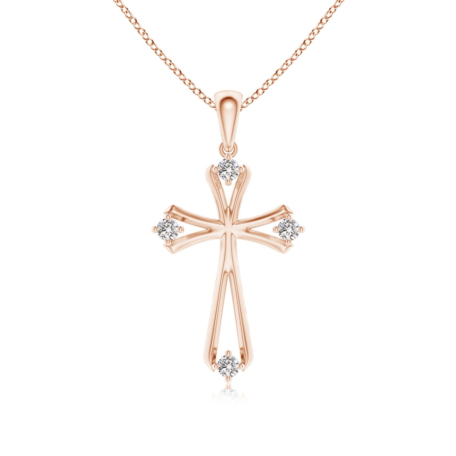 1.9mm IJI1I2 Diamond Knife-Edged Budded Cross Pendant in Rose Gold 