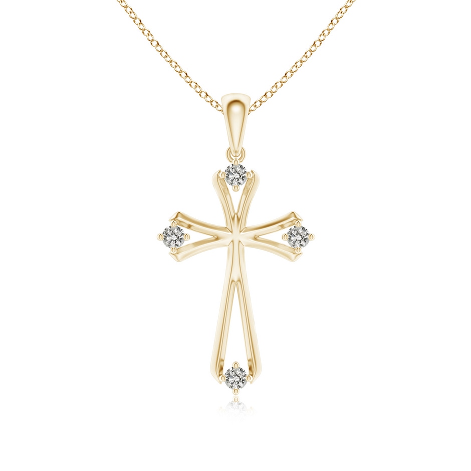 1.9mm KI3 Diamond Knife-Edged Budded Cross Pendant in Yellow Gold 