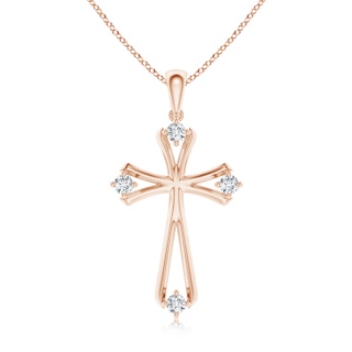 2.15mm GVS2 Diamond Knife-Edged Budded Cross Pendant in Rose Gold