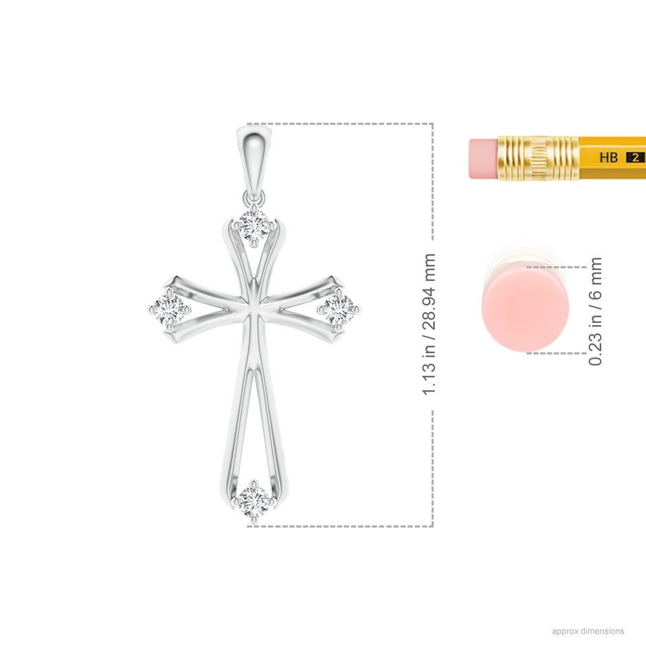 2.15mm GVS2 Diamond Knife-Edged Budded Cross Pendant in White Gold ruler