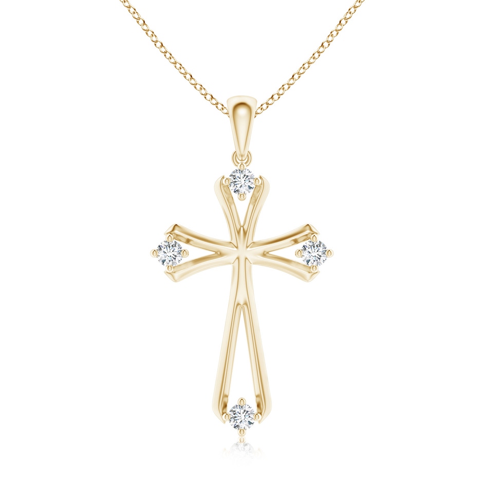 2.15mm GVS2 Diamond Knife-Edged Budded Cross Pendant in Yellow Gold 