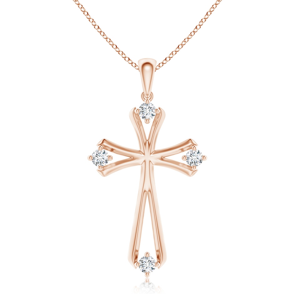 2.3mm GVS2 Diamond Knife-Edged Budded Cross Pendant in Rose Gold 