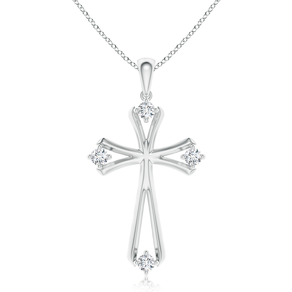 2.3mm GVS2 Diamond Knife-Edged Budded Cross Pendant in White Gold